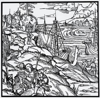 Engraving from De re metallica (On the nature of metals), by Georgius Agricola by German School