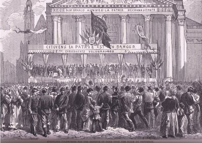 Enrolling volunteers for the defence of Paris, Cassells History of the War between France and Germany published by Cassell and Company Limited, c.1890 by German School