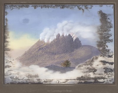 Eruption at the Merapi Volcano with a View of the East End of the Crater, November 1836, Pl.VI from Topographischer und Naturwissenschaftlicher Atlas zur Reise durch Java, by Dr. Fr. Junghuhn, Magdeburg by German School