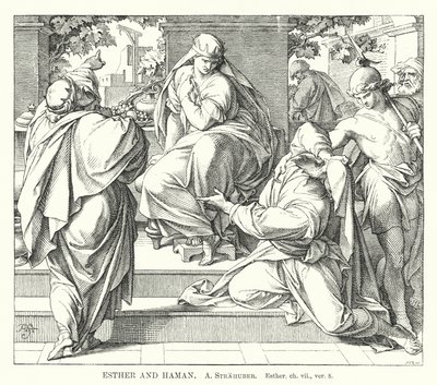 Esther and Haman (engraving) by German School