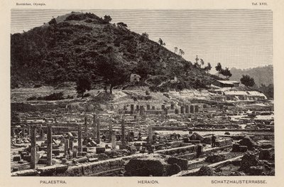 Excavation of the site of ancient Olympia, Greece: the Palaestra, the Temple of Hera and the Treasuries by German School