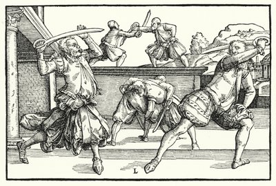 Fencing Scene (engraving) by German School
