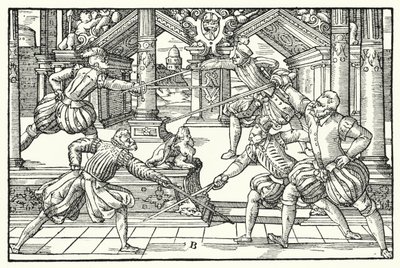 Fencing Scene by German School