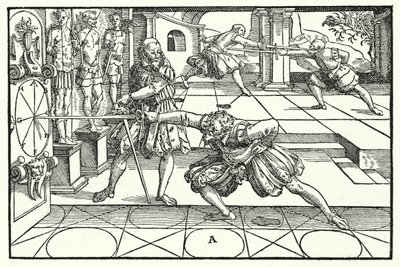 Fencing Scene by German School