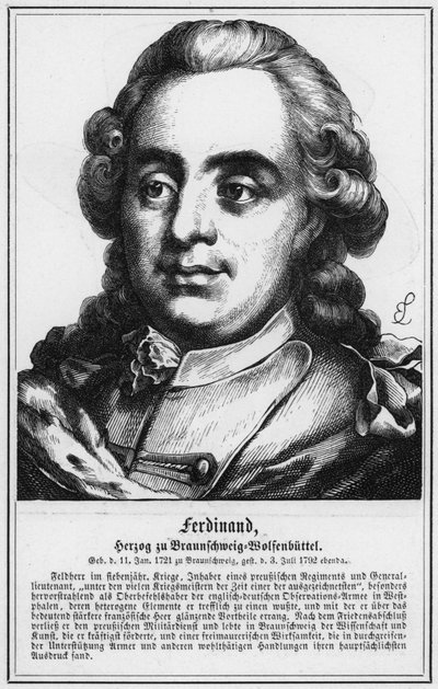 Ferdinand, Duke of Brunswick-Wolfenbüttel (engraving) by German School