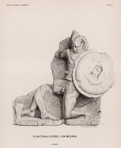 Figure of a Giant from the Pediment of the Treasury of Megara, Olympia, Greece by German School