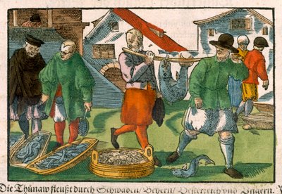 Fishmarket, from a German Manuscript, c.1650 by German School