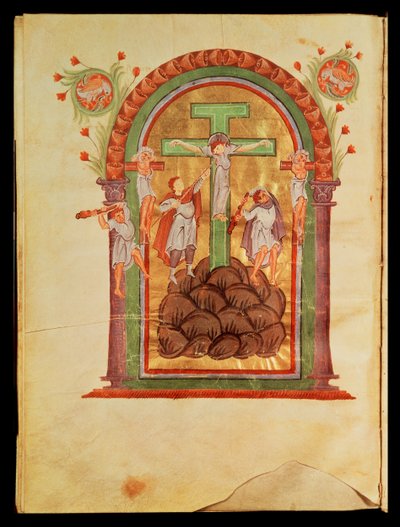 The Crucifixion, from the Gospels of Otto III, c.996 by German School