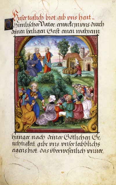 Folio 55: The Feeding of the Five Thousand by German School