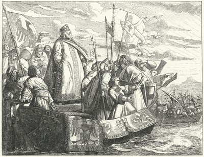 Frederick Barbarossa and His Army Crossing the Bosphorus on the Third Crusade by German School