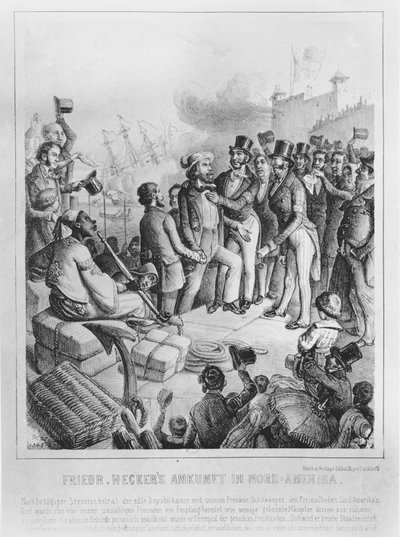 Friderich Karl Franz Hecker (1811-81) Arriving in America, after 1848 by German School