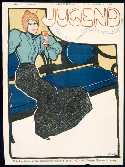 Front cover of Jugend Magazine, January 1898 by German School