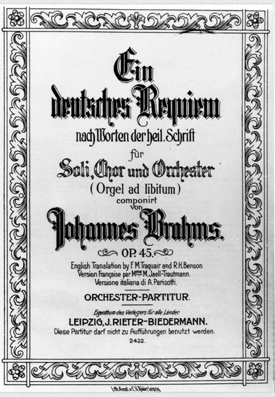 Frontispiece of the German Requiem by Johannes Brahms by German School