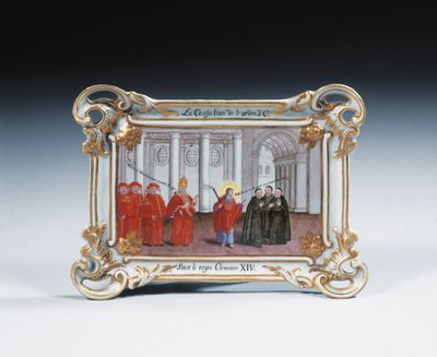 Furstenberg or Volkstedt documentary rocaille plaque by German School