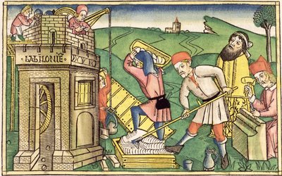 Genesis 11:1-9 Building The Tower of Babel, from the Nuremberg Bible by German School