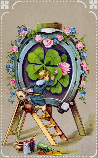 German Postcard depicting Good Luck Charms, sent from Hungary on 21st May 1911 by German School