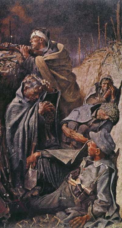 German Soldiers in a Trench on the Russian Front by German School