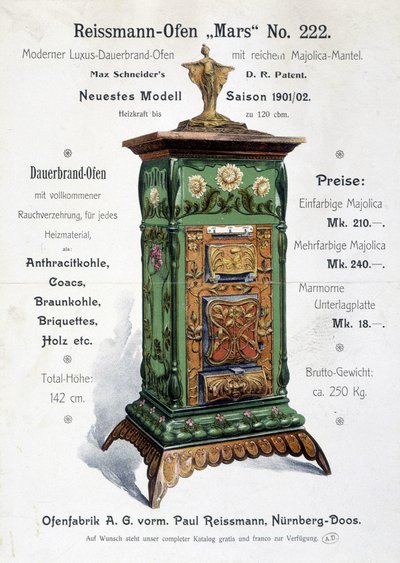 German advertisement for an art nouveau style boiler, late 19th century by German School