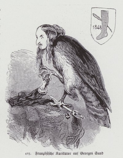 German caricature of 19th Century French female novelist George Sand by German School