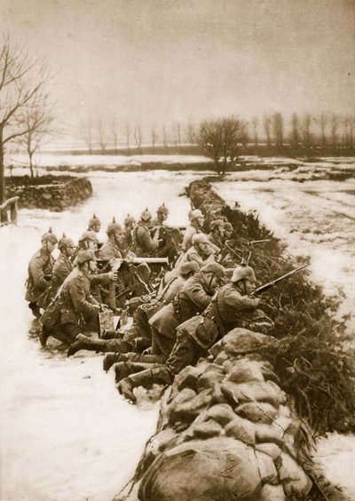 German Machine Gun Section Holding a Barricade in Poland by German School