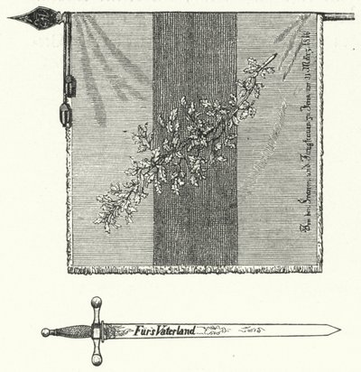 German Student Fraternity Flag and Sword (engraving) by German School