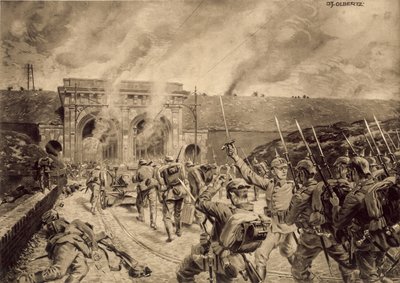 German Troops Attacking the Porte du Douai in Lille on 12 October 1914 by German School