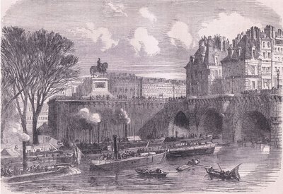 Gun Boats on the Seine by German School