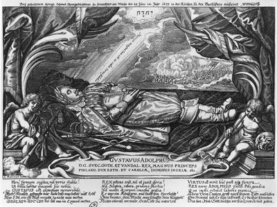 Gustavus Adolphus II (1594-1632) King of Sweden, on his deathbed, 1633 by German School