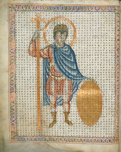 Emperor Louis I, the Pious, holding a cross and shield, from 
