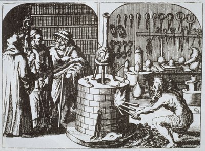 Hermetic Philosophers and an Alchemist, from Museum Hermeticum by Michael Majer, illustrated in a history of magic published late 19th century by German School