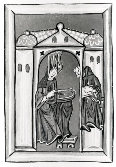 Hildegard of Bingen receiving the Light from Heaven, c.1151 by German School