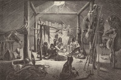 Hut of North American Indian chief (engraving) by German School