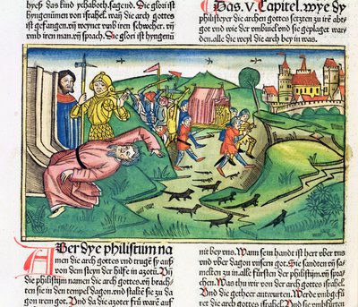 I Samuel 5:1-11 The Philistines seize the Ark and are struck by the plague, from the Nuremberg Bible by German School