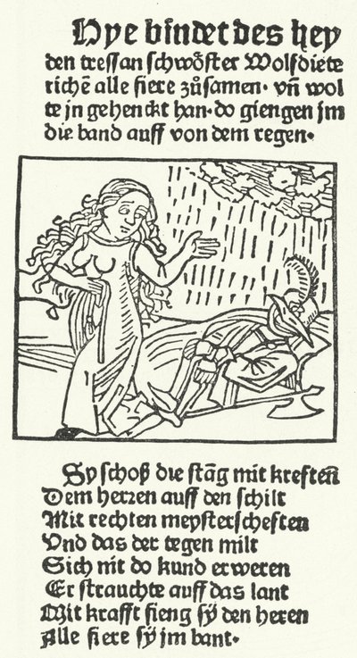 Illustration from the tale of the romantic hero Wolfdietrich, published by Hans Schoensperger in Augsburg in 1491 by German School