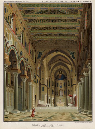 Interior of Monreale Cathedral, Palermo, Sicily, Italy by German School
