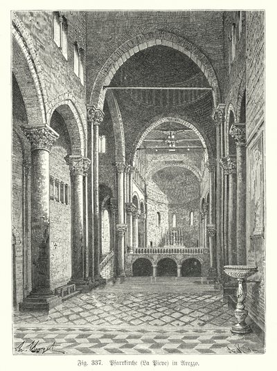 Interior of the Church of Santa Maria della Pieve, Arezzo, Italy by German School