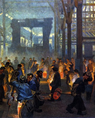 Interior of a Metallurgy Factory in 1908 (after Jugend) by German School