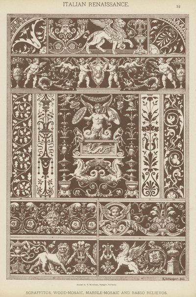 Italian Renaissance, Sgraffitos, Wood-Mosaic, Marble-Mosaic and Bas-Reliefs by German School
