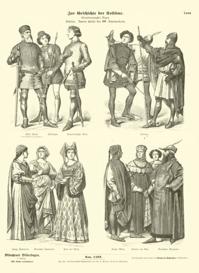 Italian Costumes, Second Half of 14th Century by German School