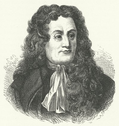 Jean de la Fontaine, French fabulist (engraving) by German School