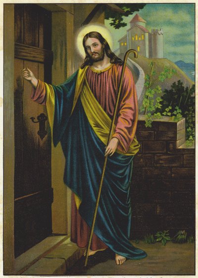 Jesus Knocking on the Door of a House by German School