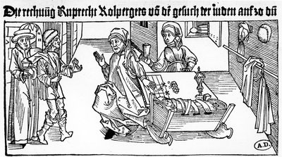 Jewish Moneylender with his family receiving clients by German School