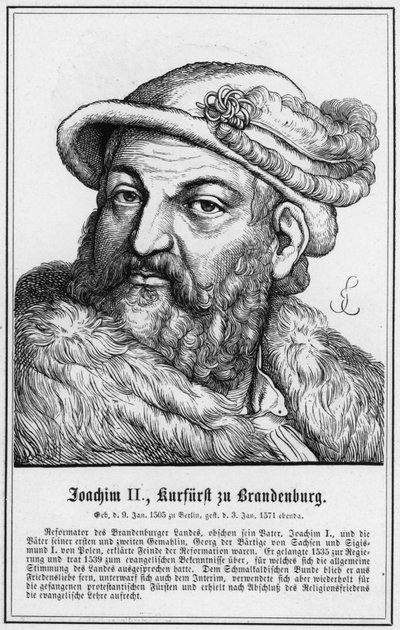 Joachim II, Elector of Brandenburg (engraving) by German School