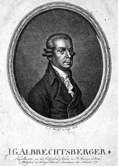 Johann Georg Albrechtsberger (1736-1809) engraved by C.F. Riedel by German School