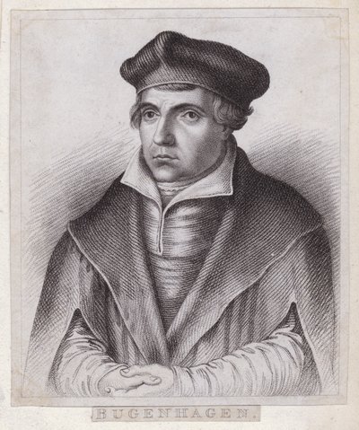 Johannes Bugenhagen (Doctor Pomeranus), German priest and theologian who introduced the Protestant Reformation to Pomerania and Denmark by German School