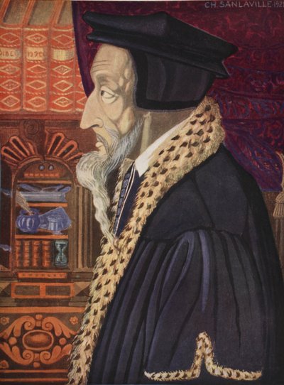 John Calvin, illustration from Histoire de la Nation Francaise by German School