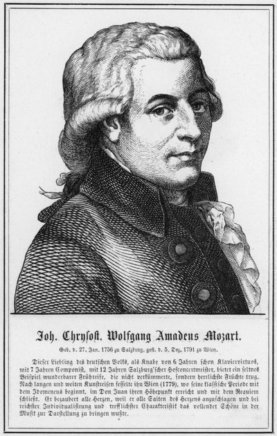 John Chrysostom Wolfgang Amadeus Mozart (engraving) by German School