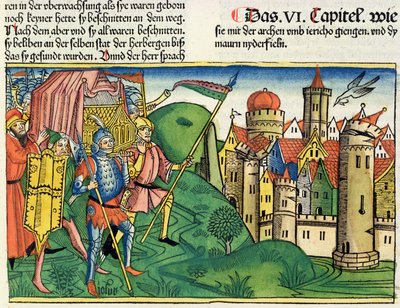 Joshua 6:4-21 The Fall of Jericho, from the Nuremberg Bible by German School