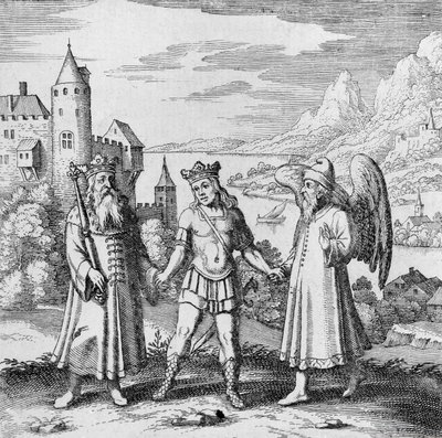 King and Healthy Spirit Guide the Prince from Musaeum Hermeticum by German School