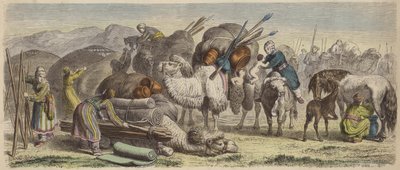 Kirghiz Nomads Setting Up Their Camp in Southern Siberia by German School